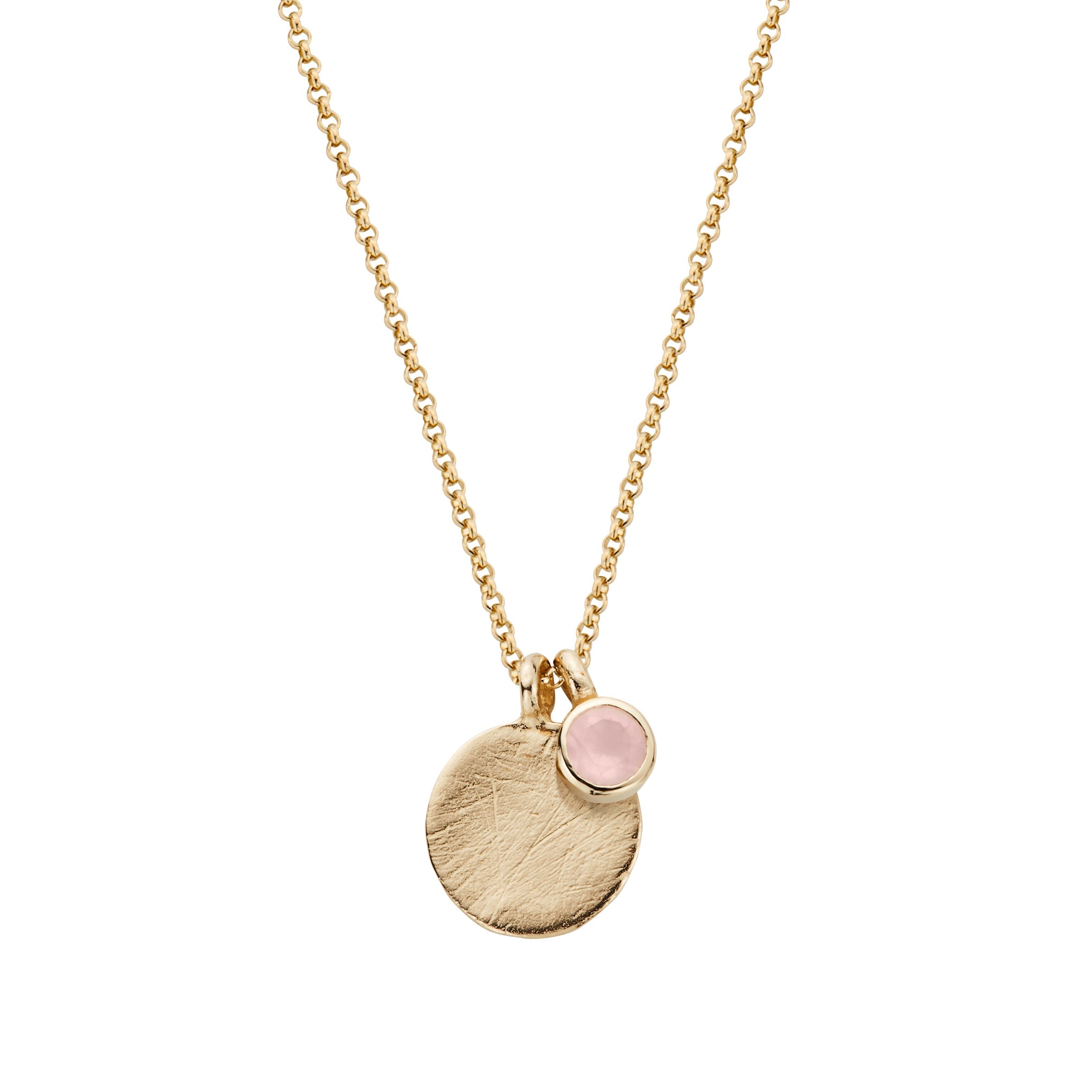 Gold Rose Quartz Moon & Stone Necklace
