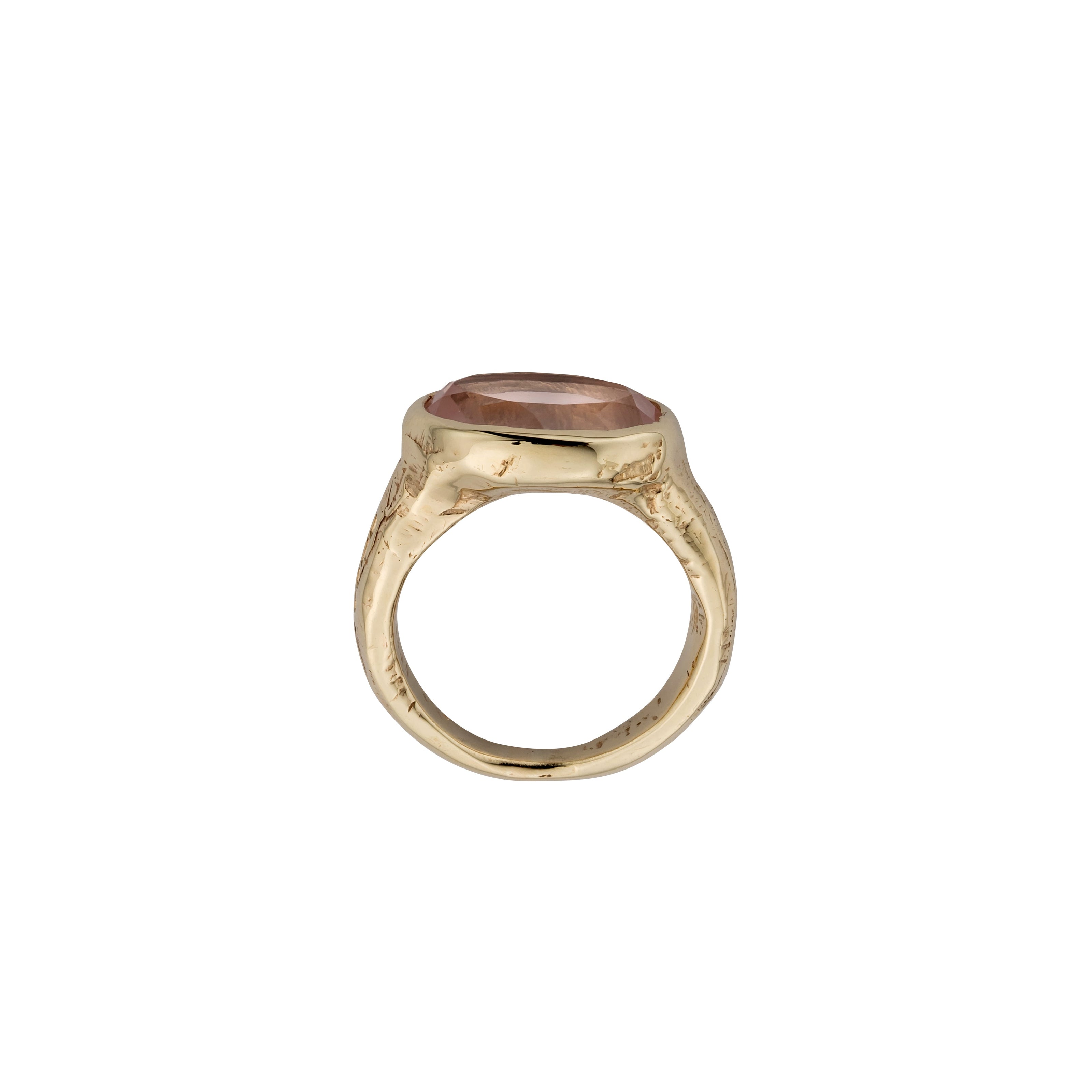 Gold Rose Quartz Treasure Ring