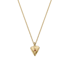 Gold Ruby Mini Heart Necklace