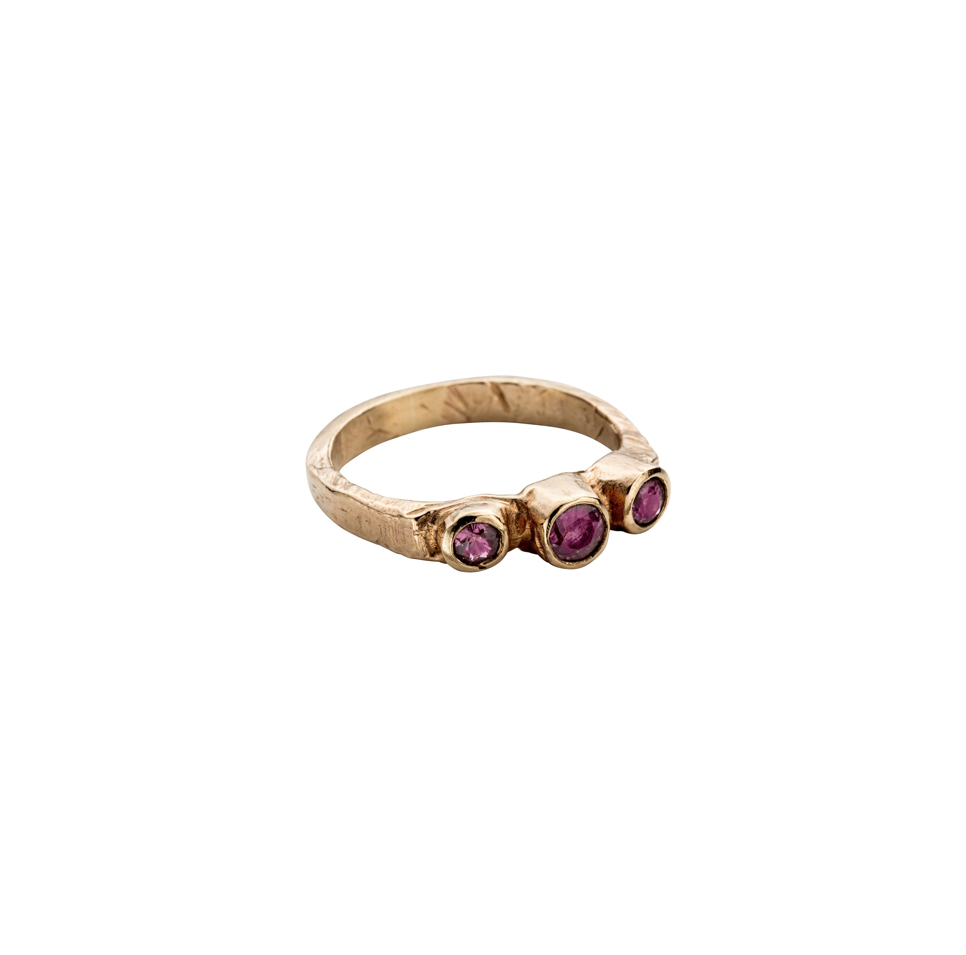 Gold Ruby Trinity Ring