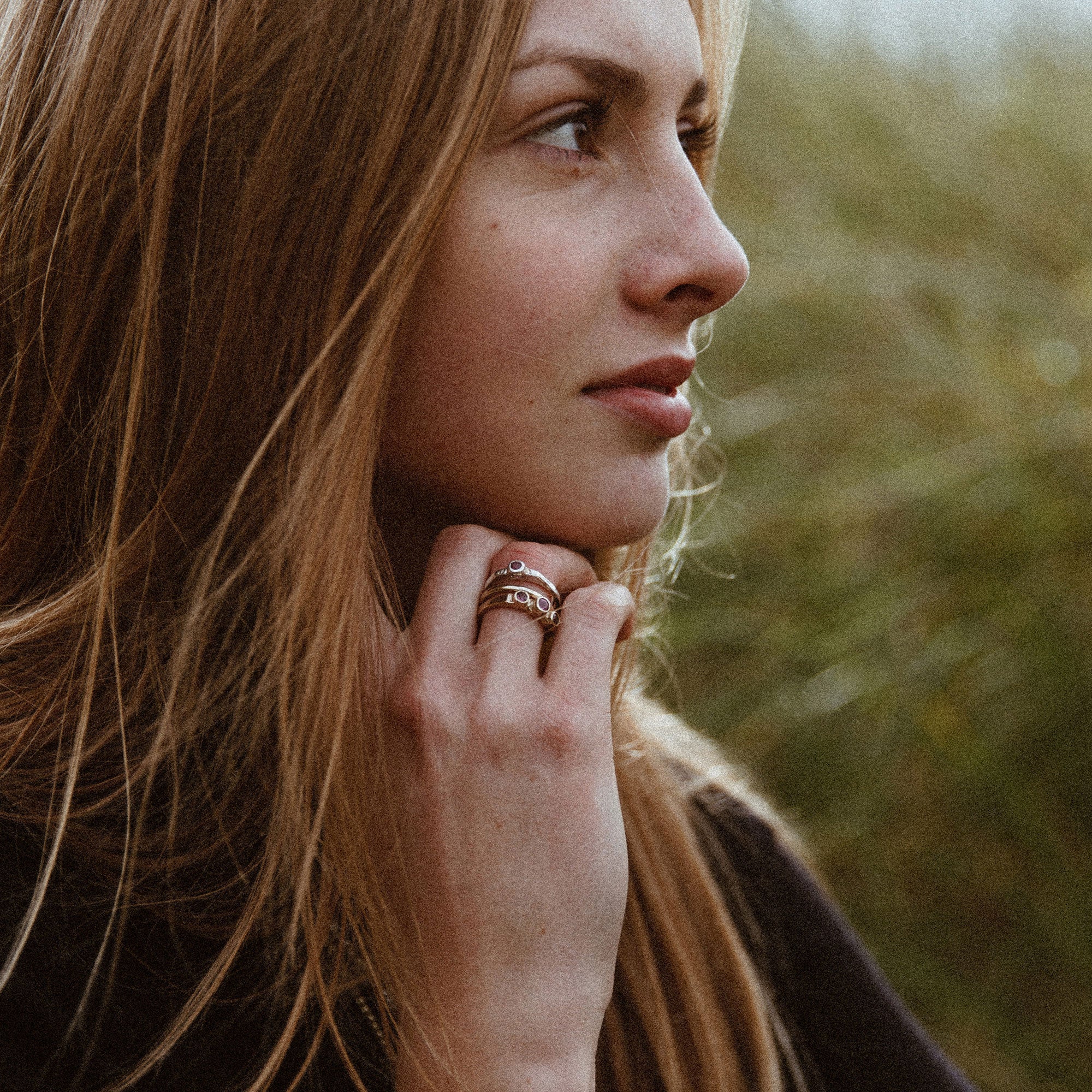 Gold Ruby Trinity Ring