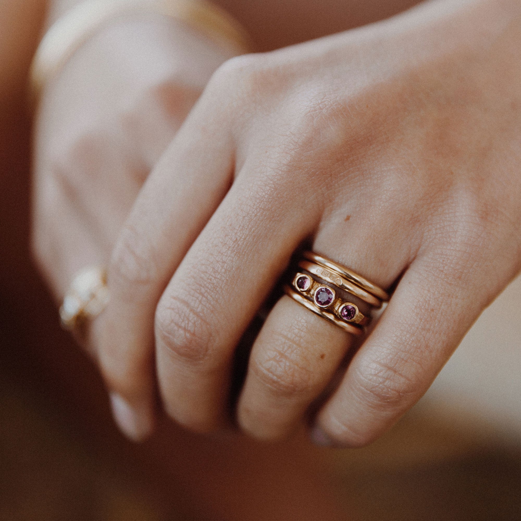 Gold Ruby Trinity Ring