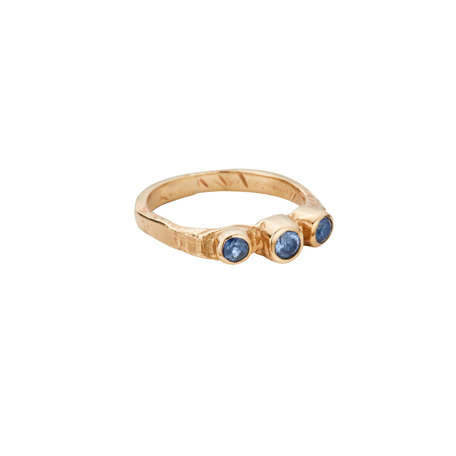 Gold Sapphire Trinity Ring