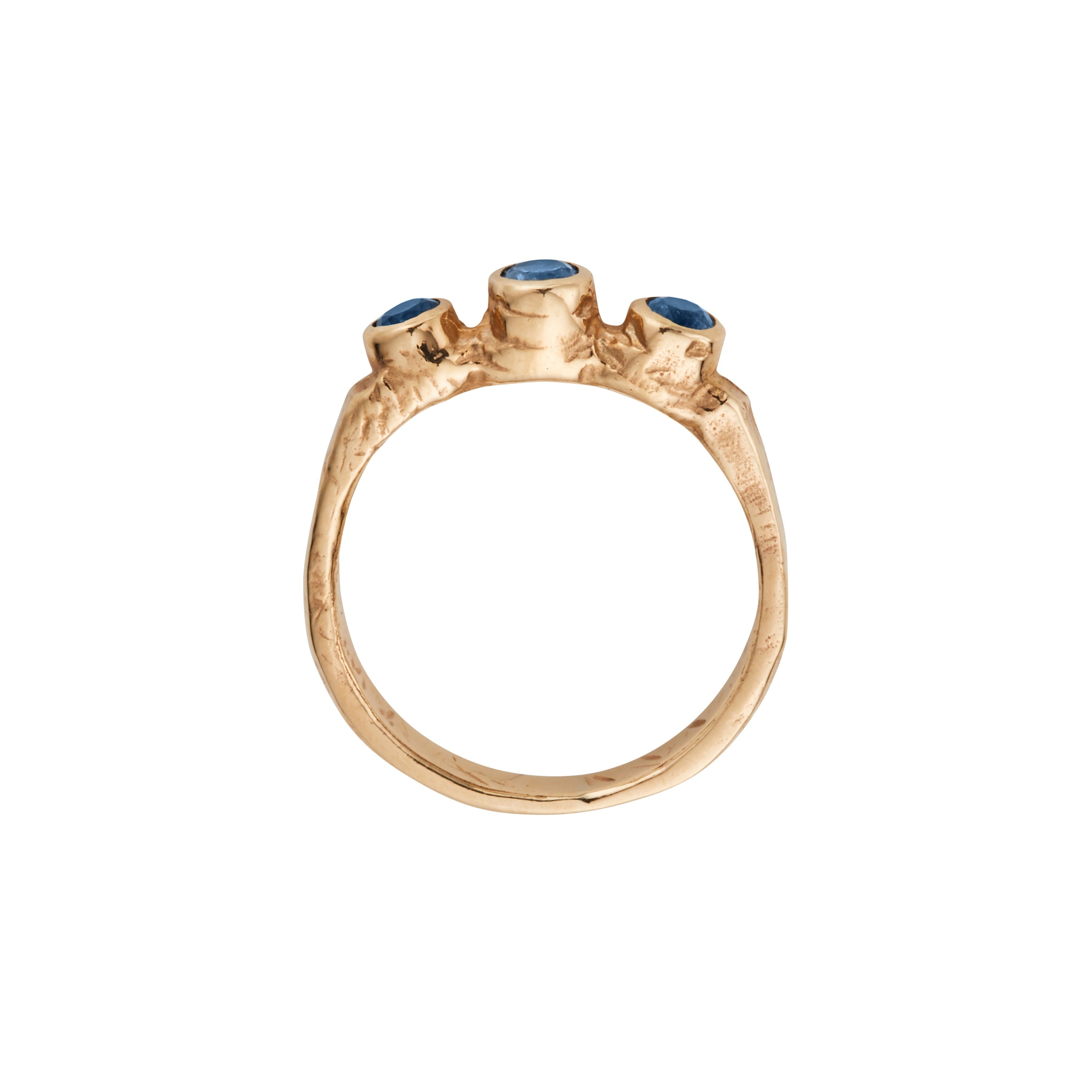 Gold Sapphire Trinity Ring