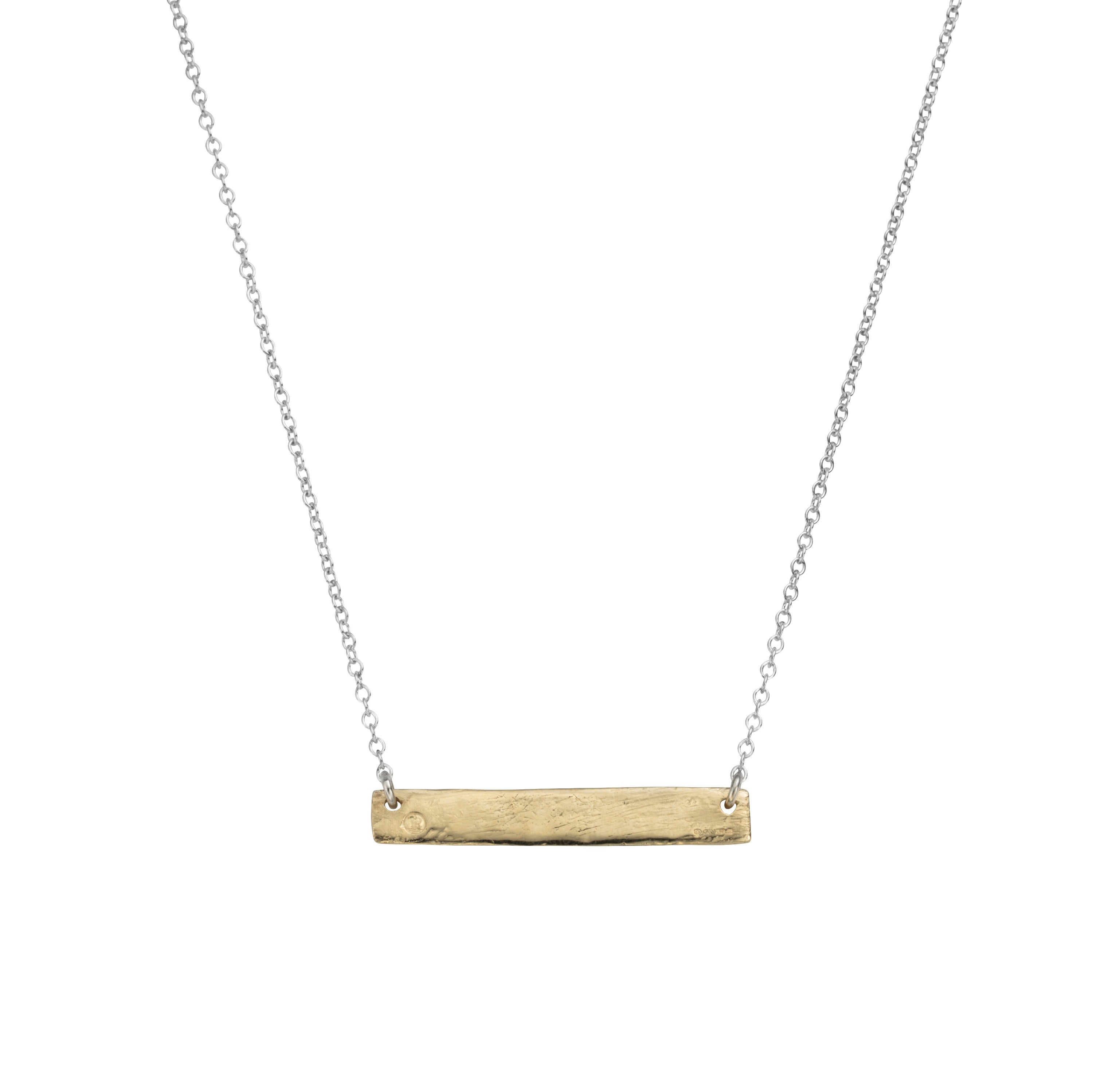 Hammered gold deals bar necklace