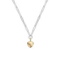 Silver & Gold Grateful Heart Trace Chain Necklace