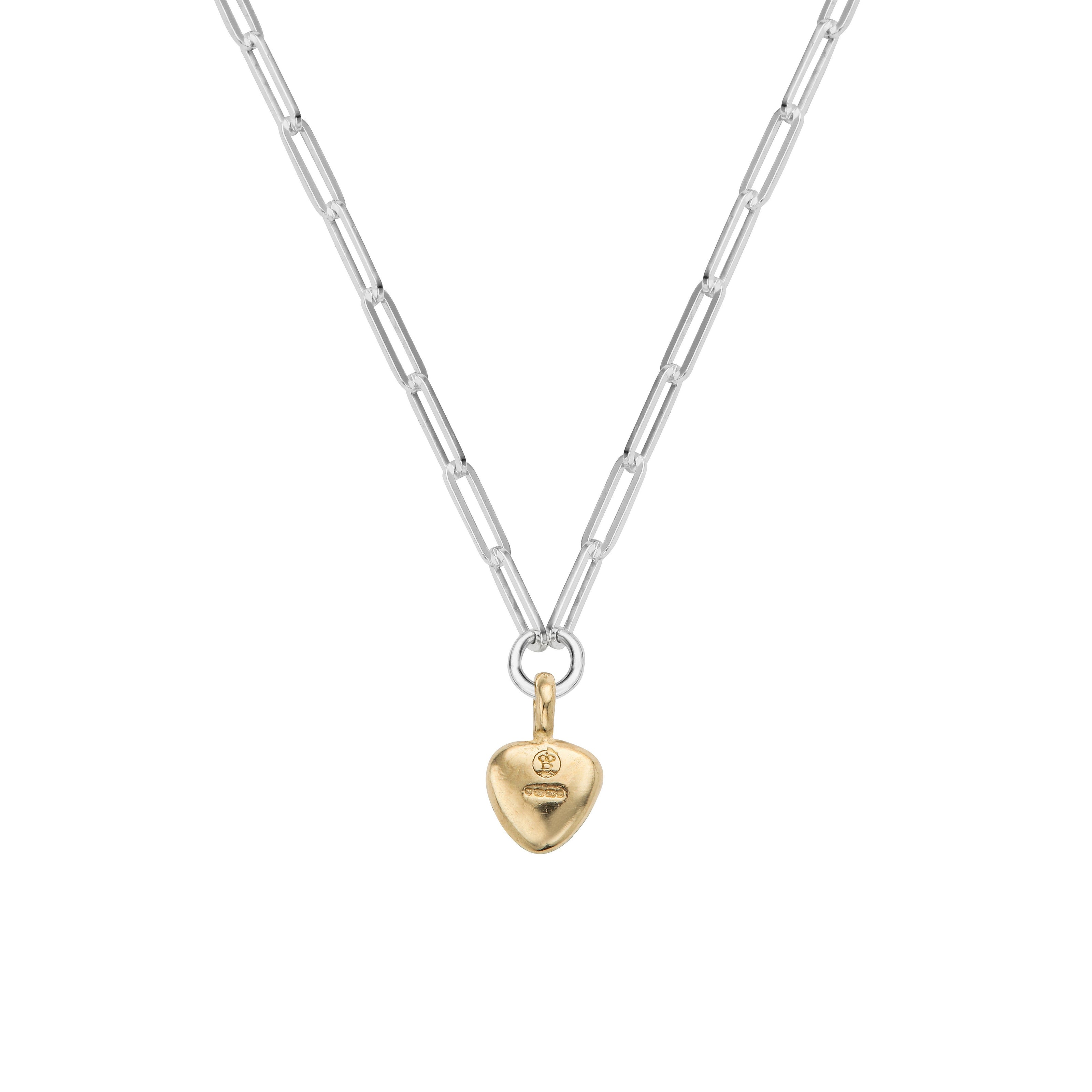 Silver & Gold Grateful Heart Trace Chain Necklace