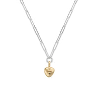 Silver & Gold Grateful Heart Trace Chain Necklace