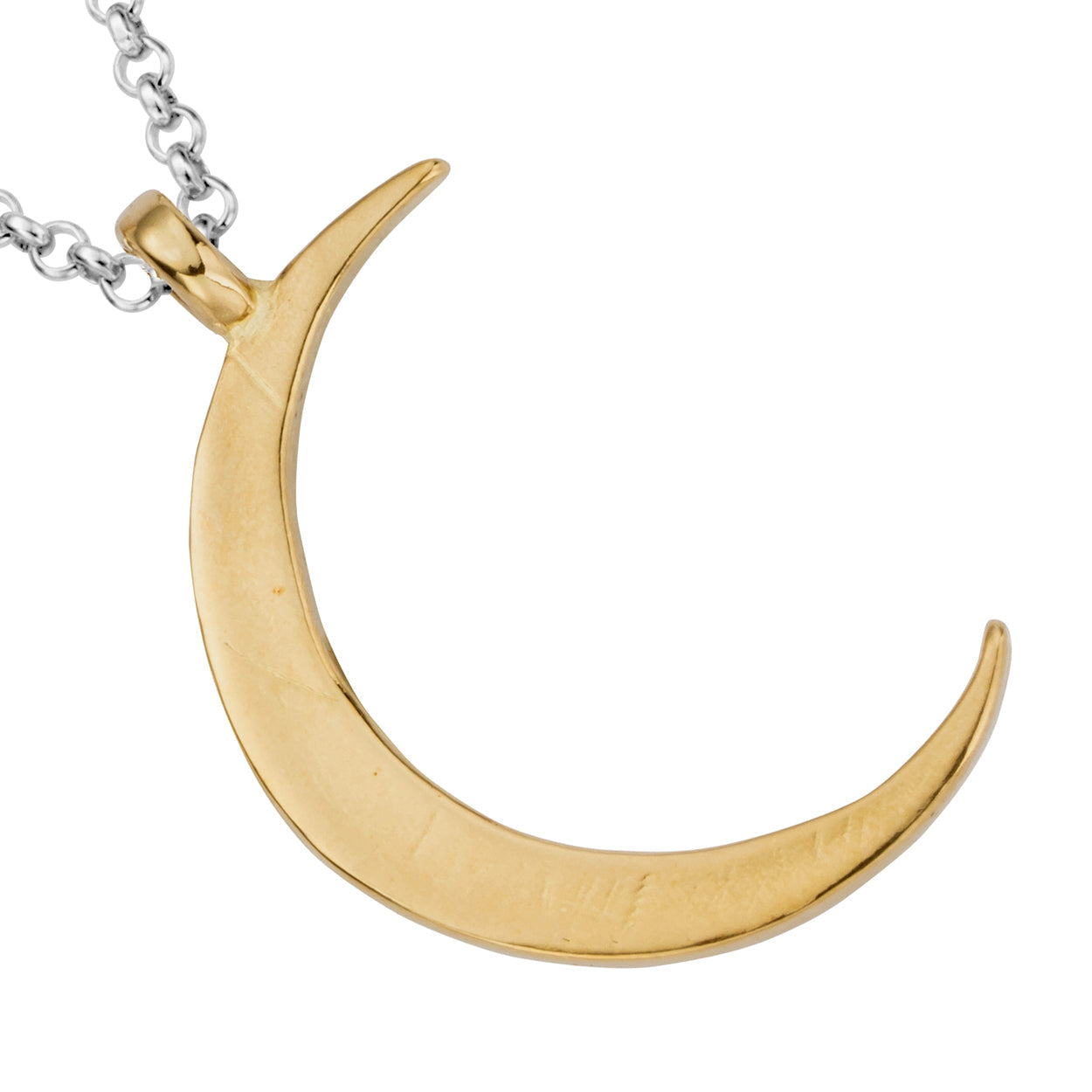 Silver & Gold Large Crescent Moon Necklace