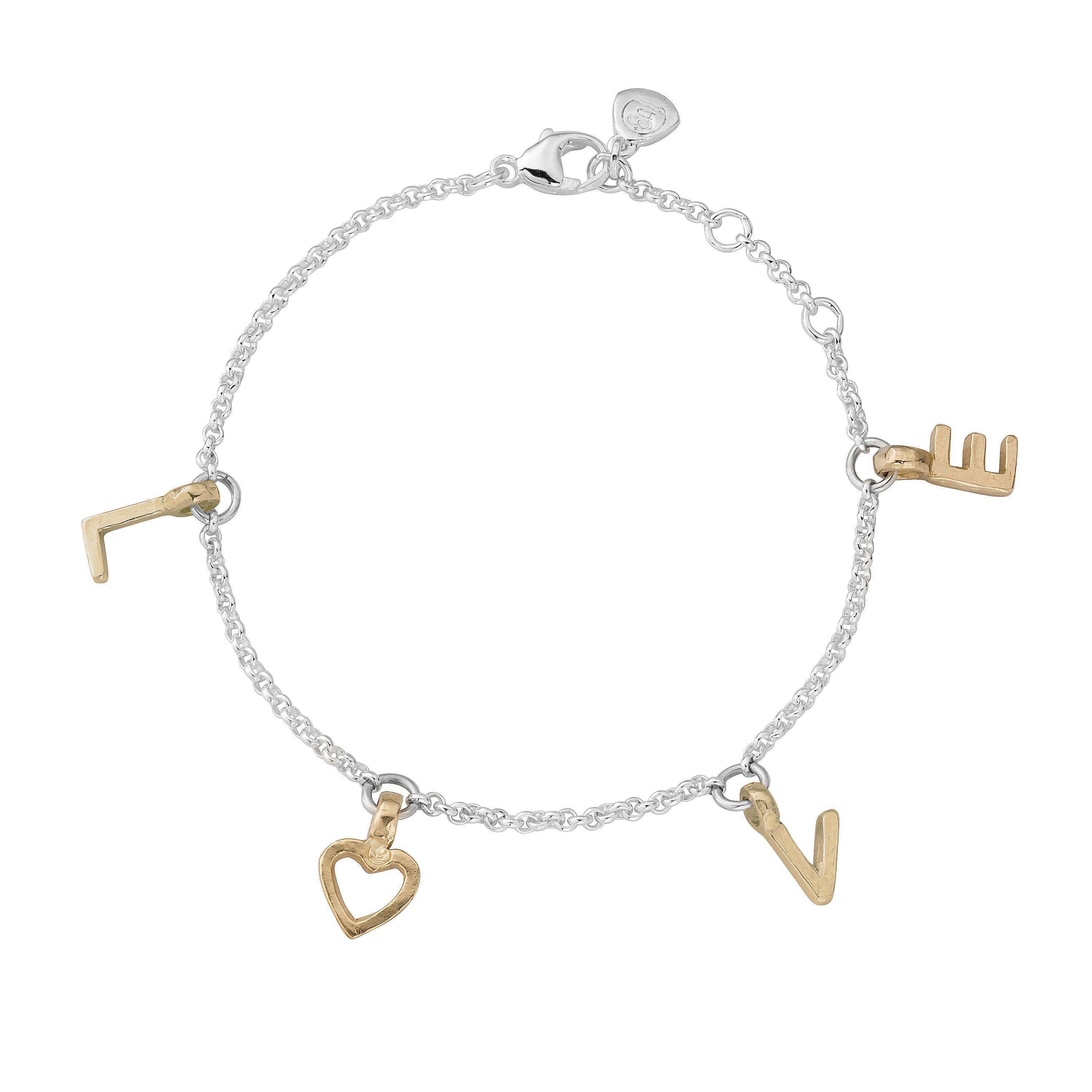 Silver & Gold Fixed Alphabet Chain Bracelet