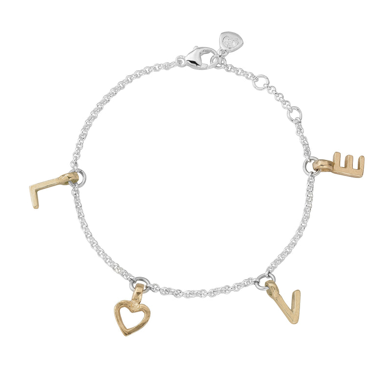 Silver & Gold Fixed Alphabet Chain Bracelet