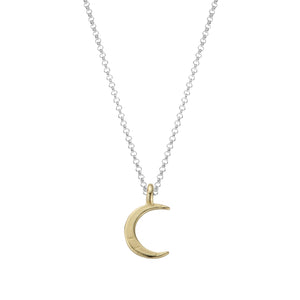 Silver & Gold Medium Crescent Moon Necklace