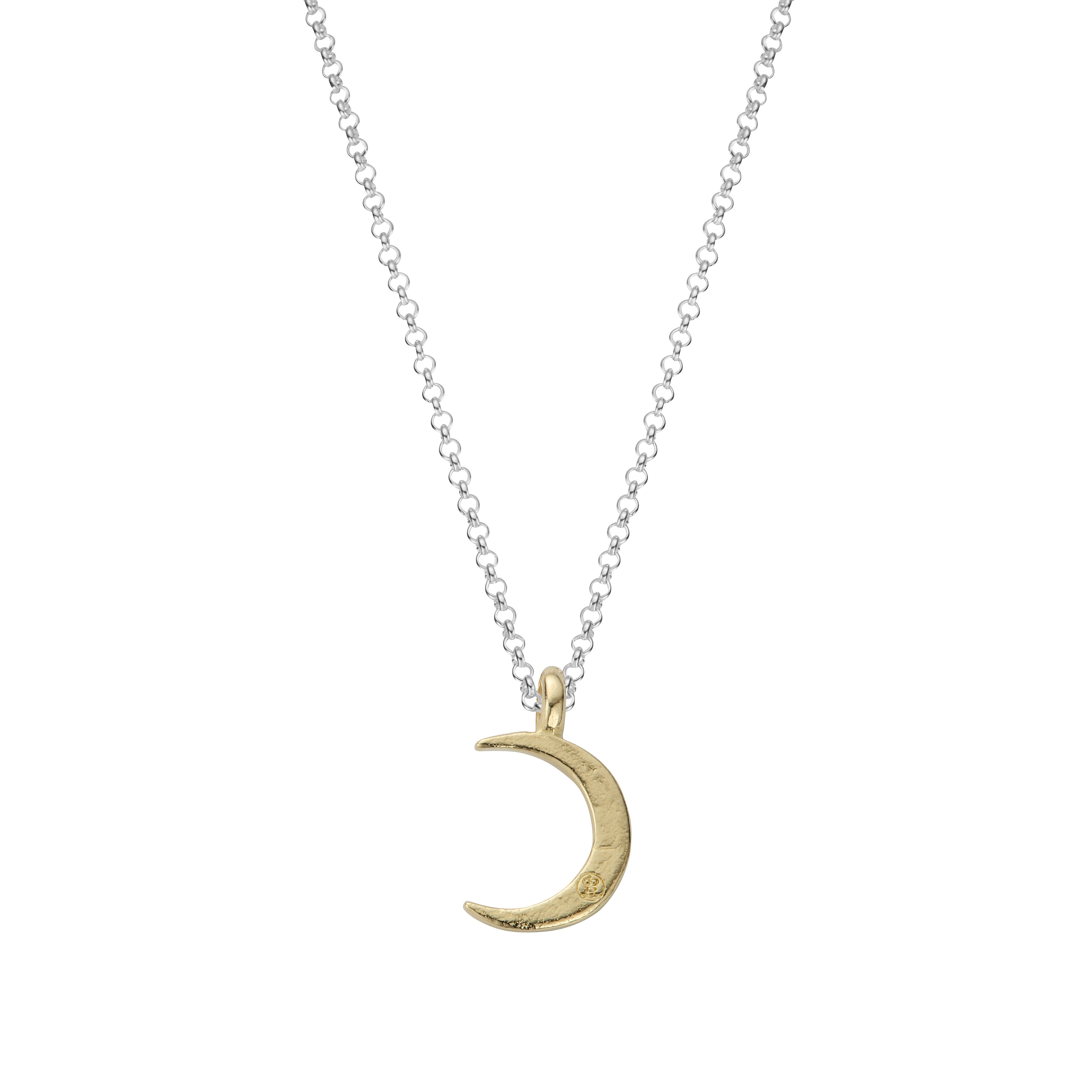 Crescent Moon with Stars Pendant with a Gold Necklace - Tales In Gold