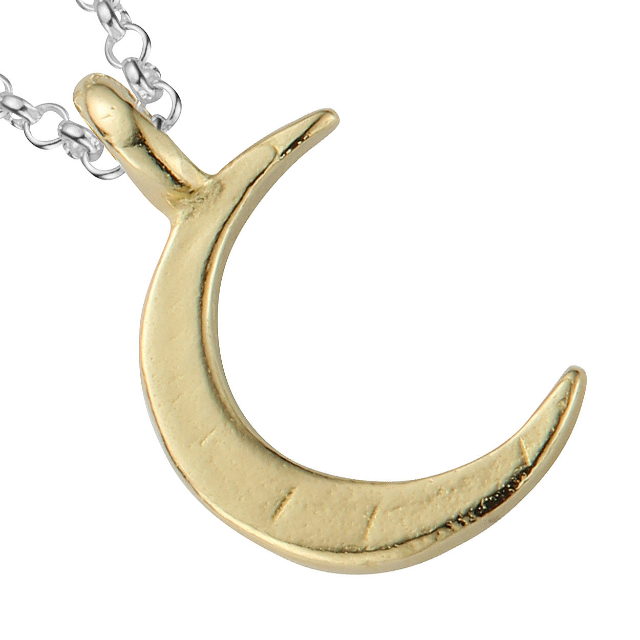Silver & Gold Medium Crescent Moon Necklace