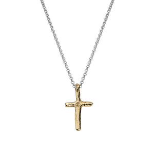 Silver & Gold Medium Cross Necklace