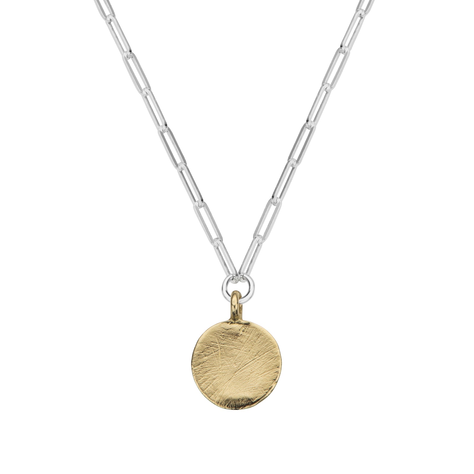 Silver & Gold Large Moon Trace Chain Necklace