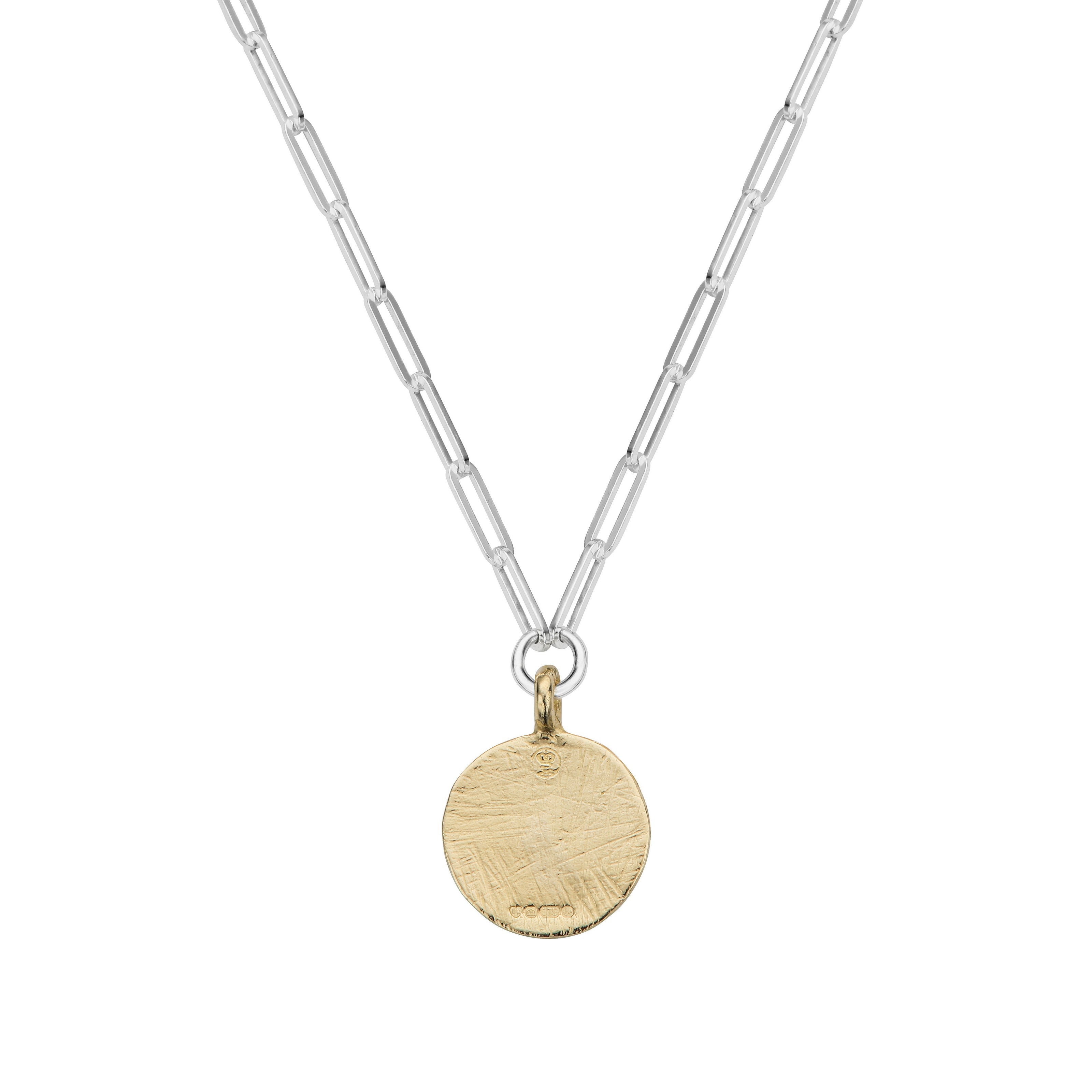 Silver & Gold Large Moon Trace Chain Necklace