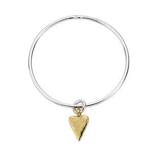 Silver & Gold Medium Heart Bangle