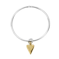 Silver & Gold Medium Heart Bangle