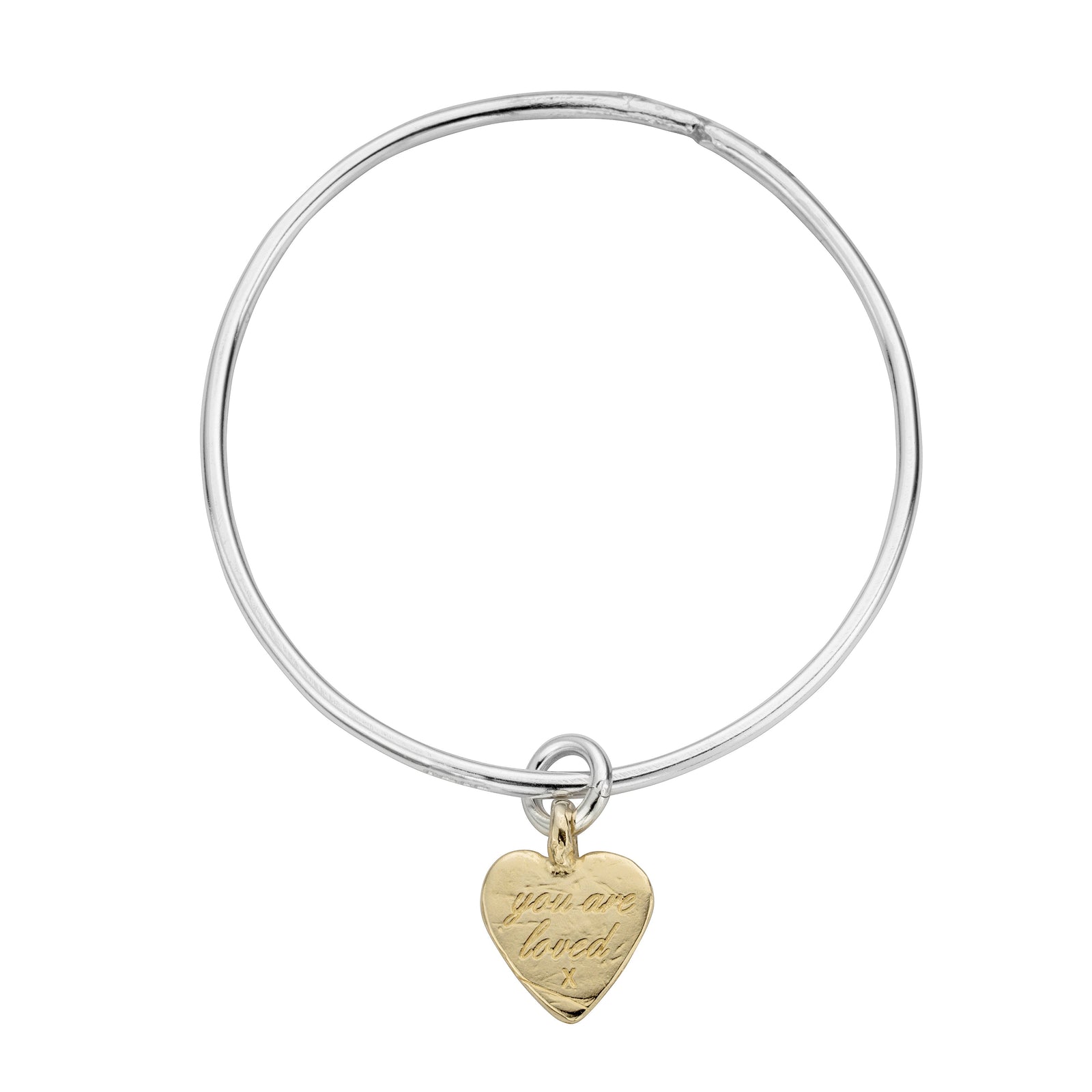 Silver & Gold Medium You Are Loved Bangle