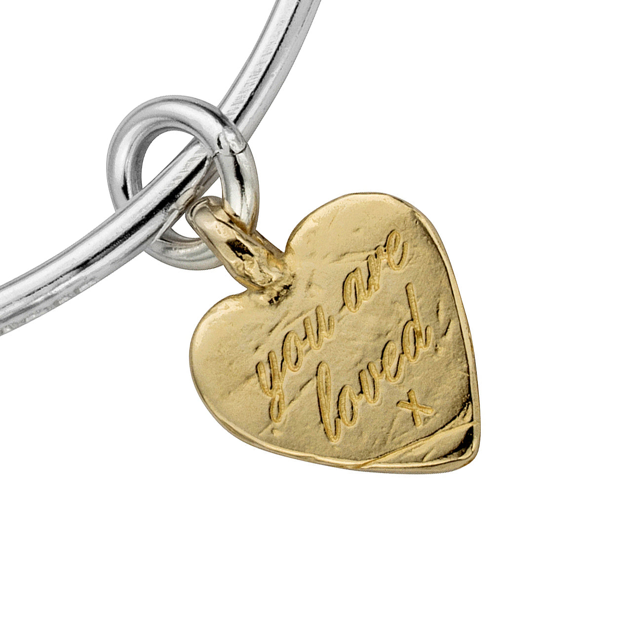 Silver & Gold Medium You Are Loved Bangle