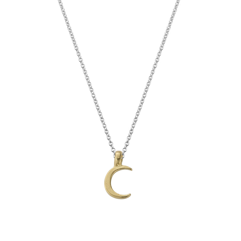 Silver & Gold Mini Crescent Moon Necklace