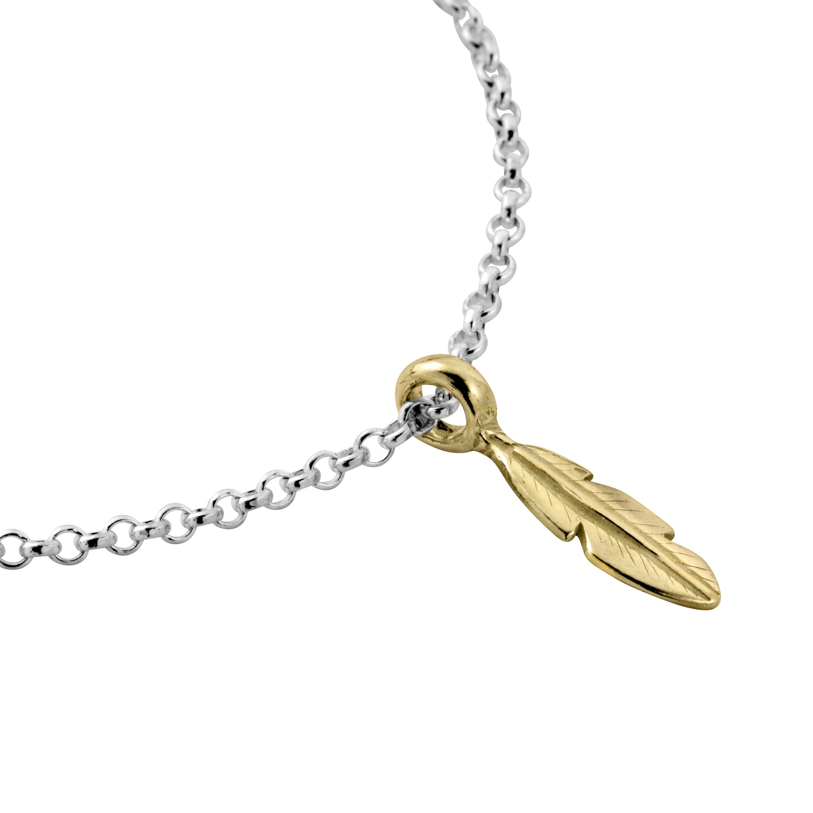 Silver & Gold Mini Feather Chain Bracelet