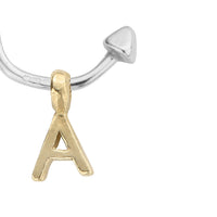 Sterling Silver Mini Cupid Hoops with 9ct Gold Alphabet Charms