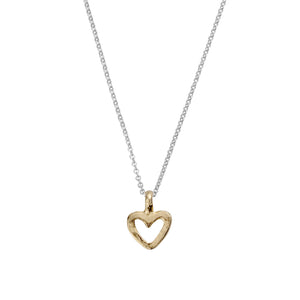 Silver & Gold Mini Open Heart Necklace