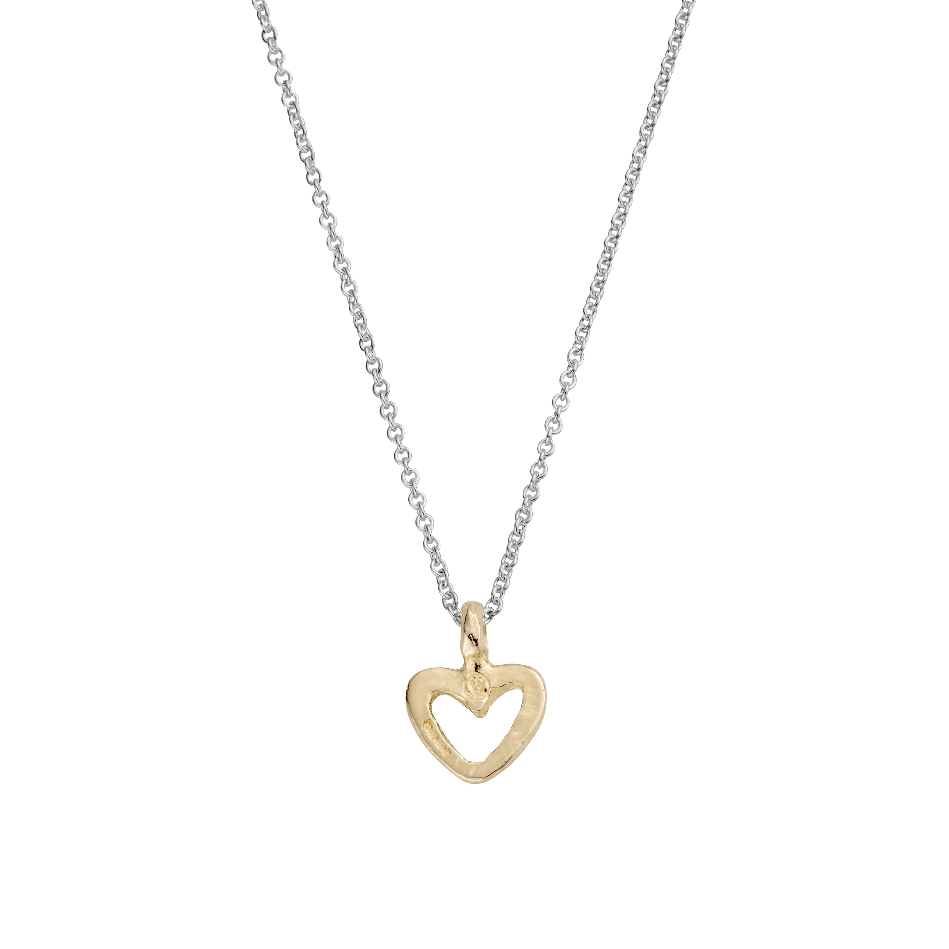 Silver & Gold Mini Open Heart Necklace