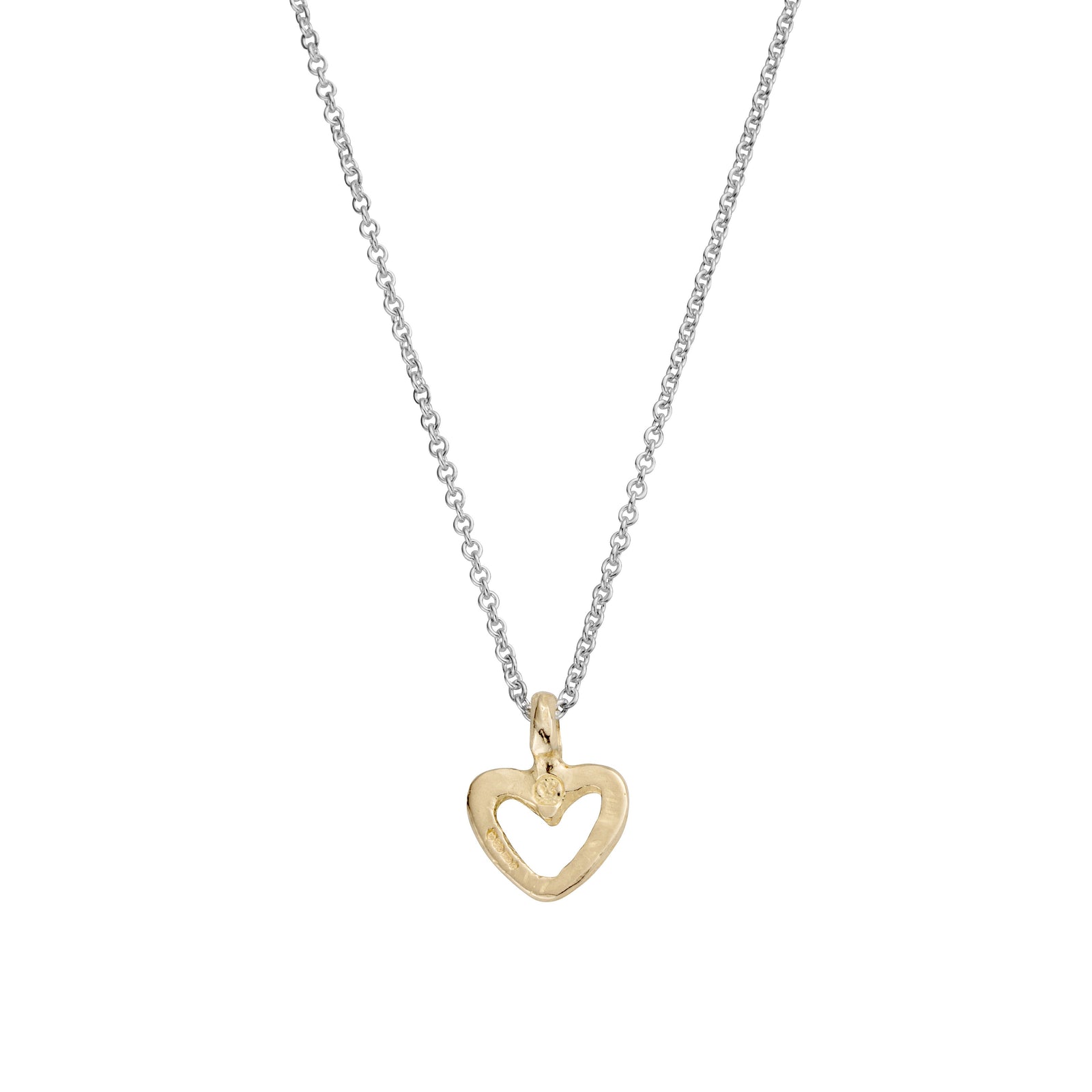 Silver & Gold Mini Open Heart Necklace