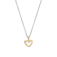 Silver & Gold Mini Open Heart Necklace