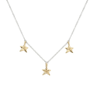 Silver & Gold Three Star Necklace