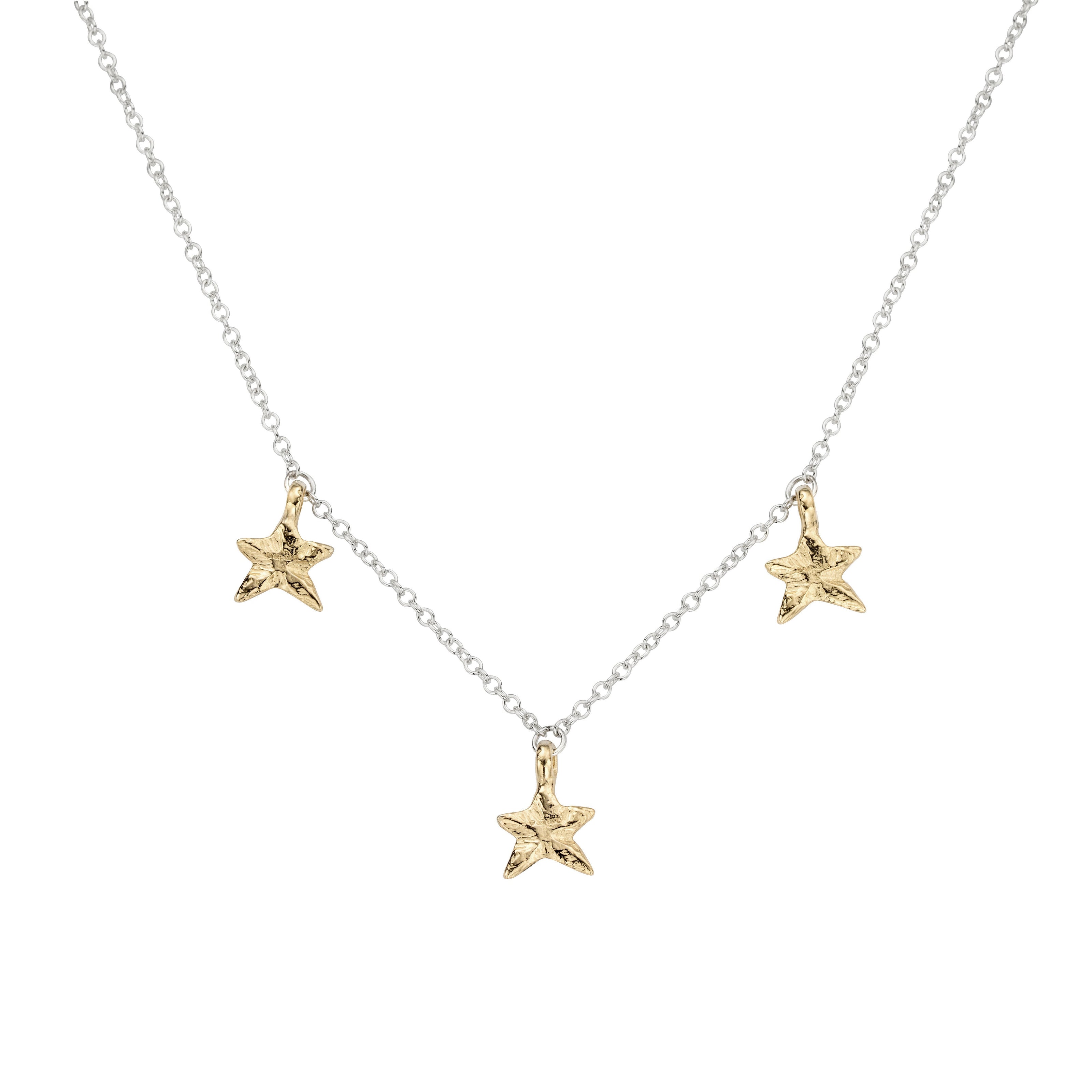 Silver & Gold Three Star Necklace
