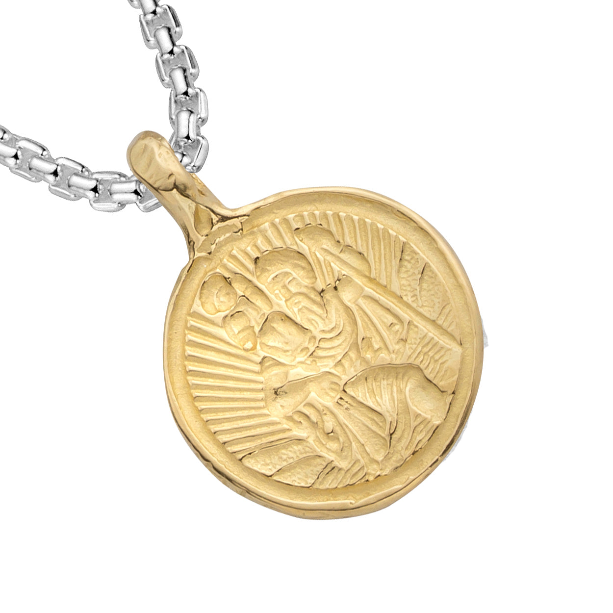 Silver & Gold Medium St Christopher Snake Chain Necklace