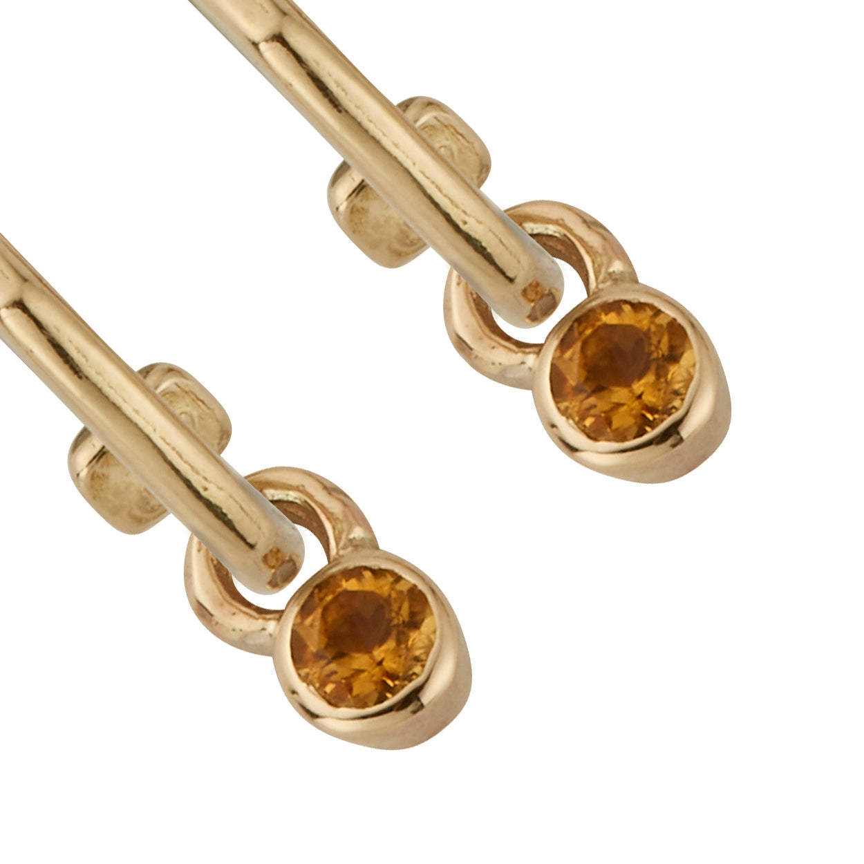 Gold Tiny Cupid Hoops with Mini Citrine Earring Charms