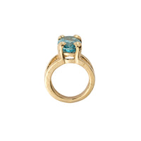 Gold Blue Topaz Maxi Claw Ring