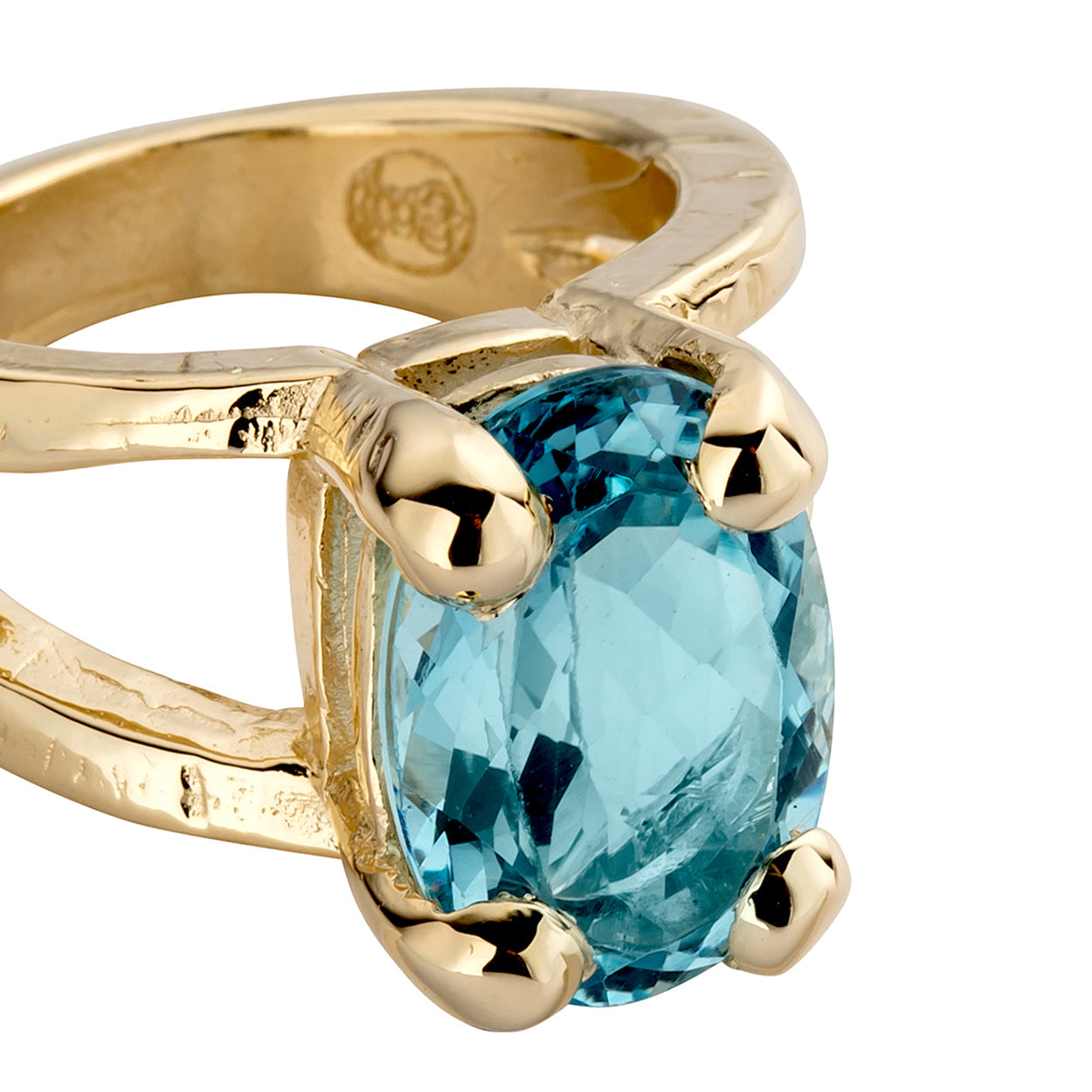 Gold Blue Topaz Maxi Claw Ring