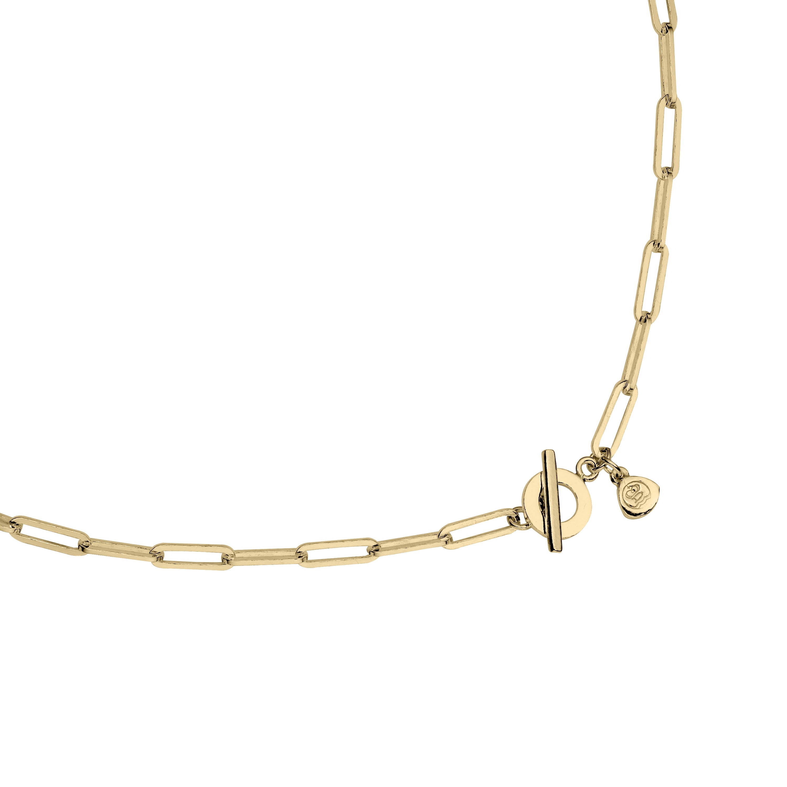 Gold Large Shamrock Trace Chain Necklace