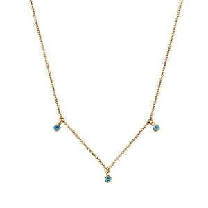 Gold Trio Blue Topaz Necklace