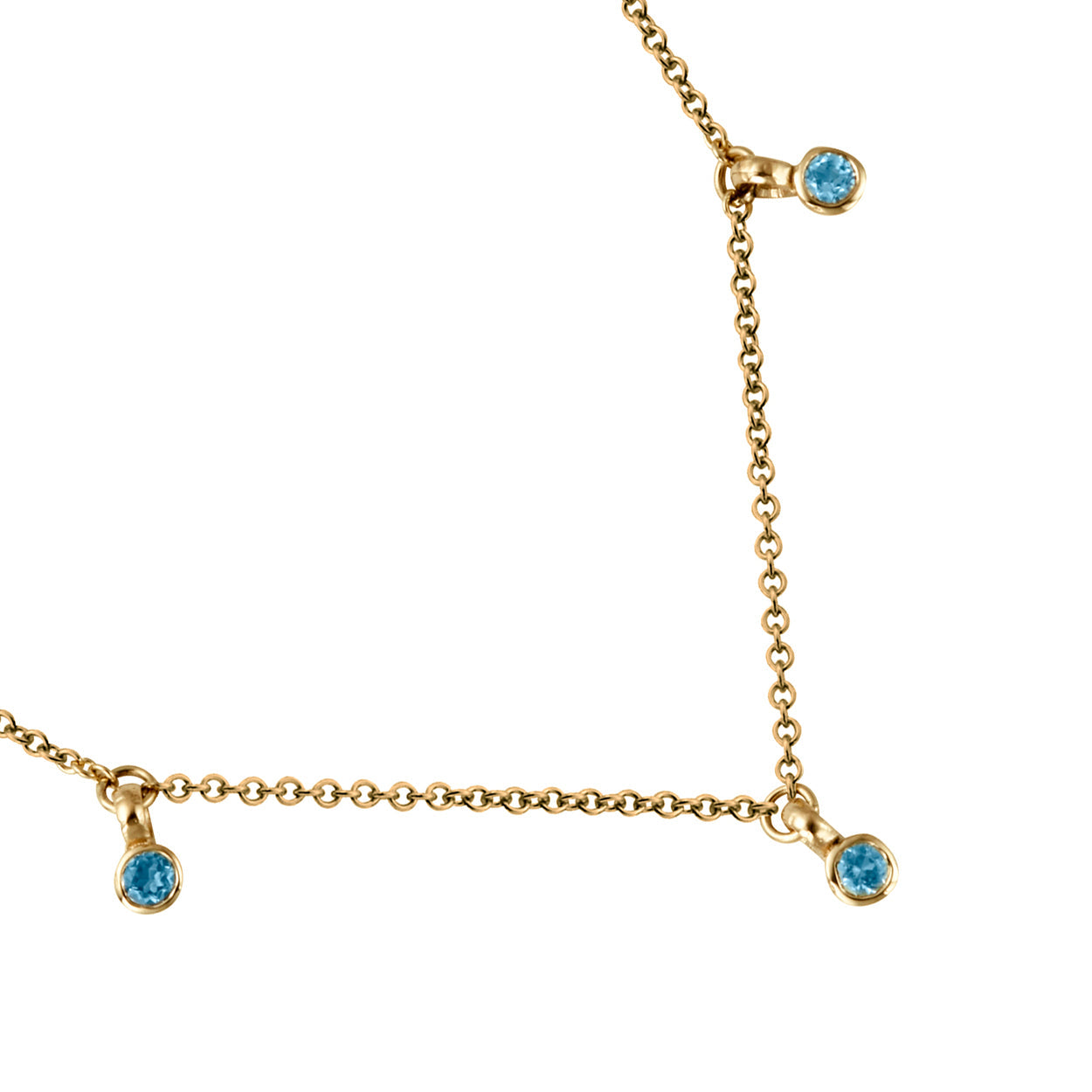 Gold Trio Blue Topaz Necklace