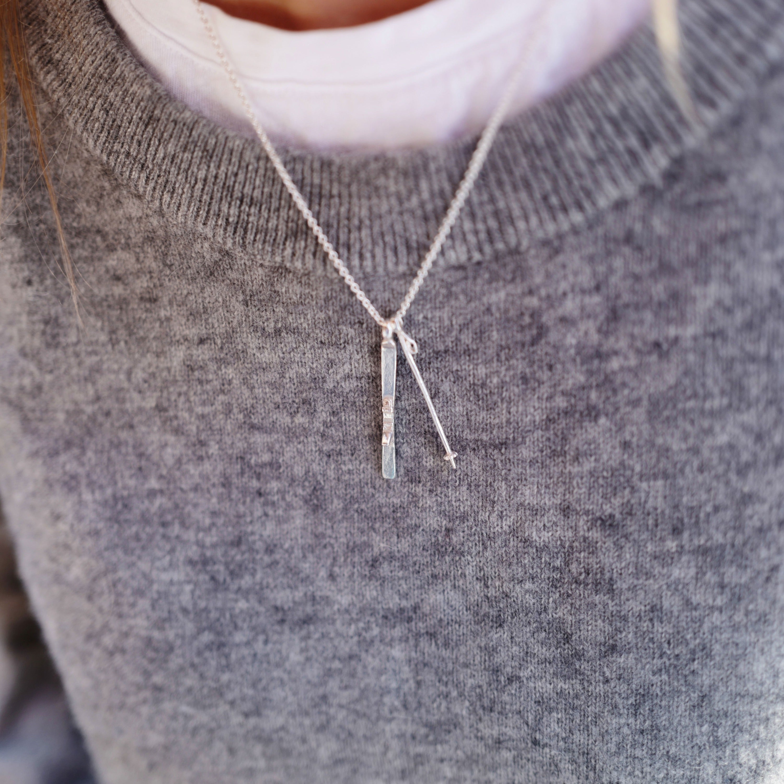 Silver 'Gone Skiing' Necklace