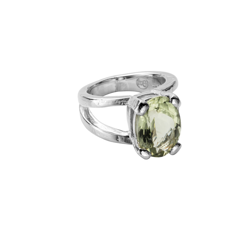 Silver Green Quartz Maxi Claw Ring
