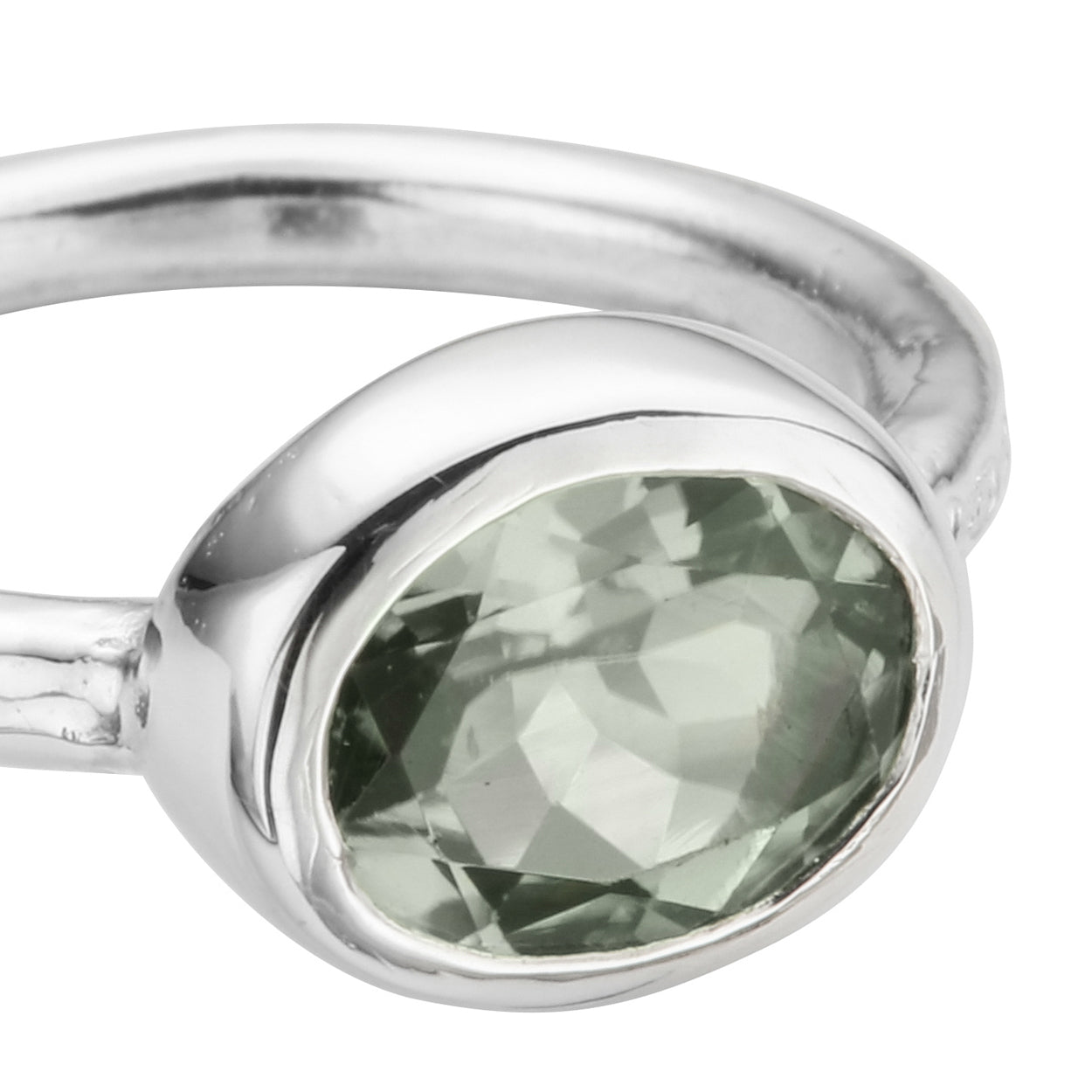 Silver Green Quartz Baby Treasure Ring
