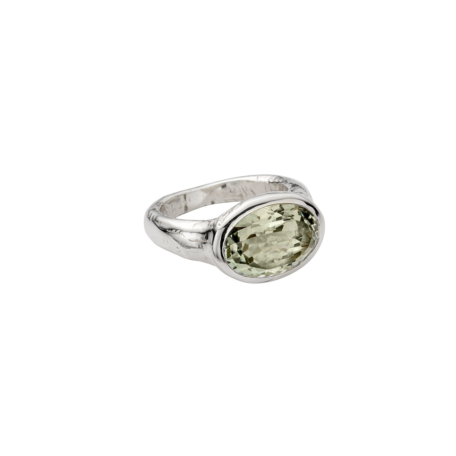 Silver Green Quartz Treasure Ring