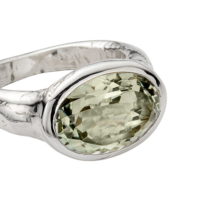Silver Green Quartz Treasure Ring