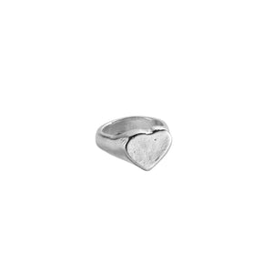 Silver Heart Signet Ring