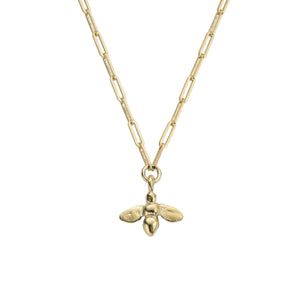 Gold Large Honey Bee Trace Chain Necklace