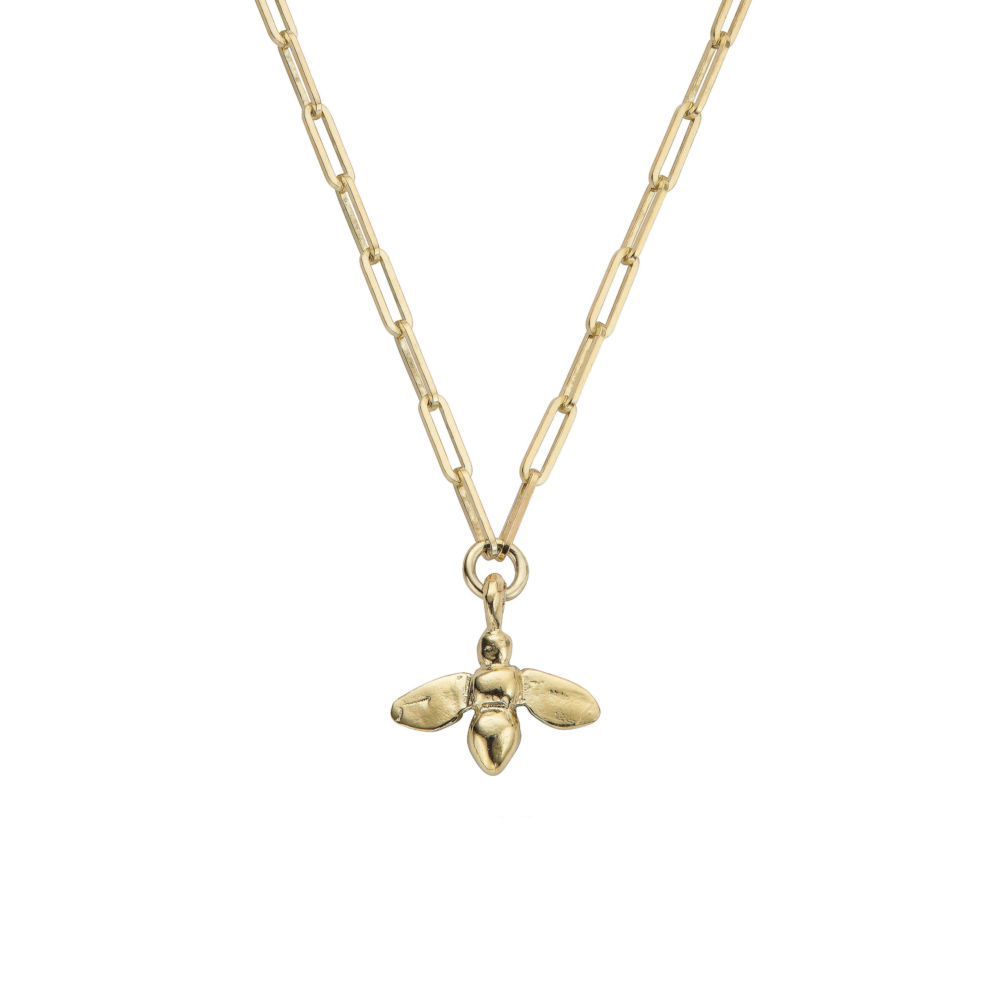 Gold Large Honey Bee Trace Chain Necklace