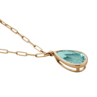 INDRA Gold Pear Aquamarine Trace Chain Necklace